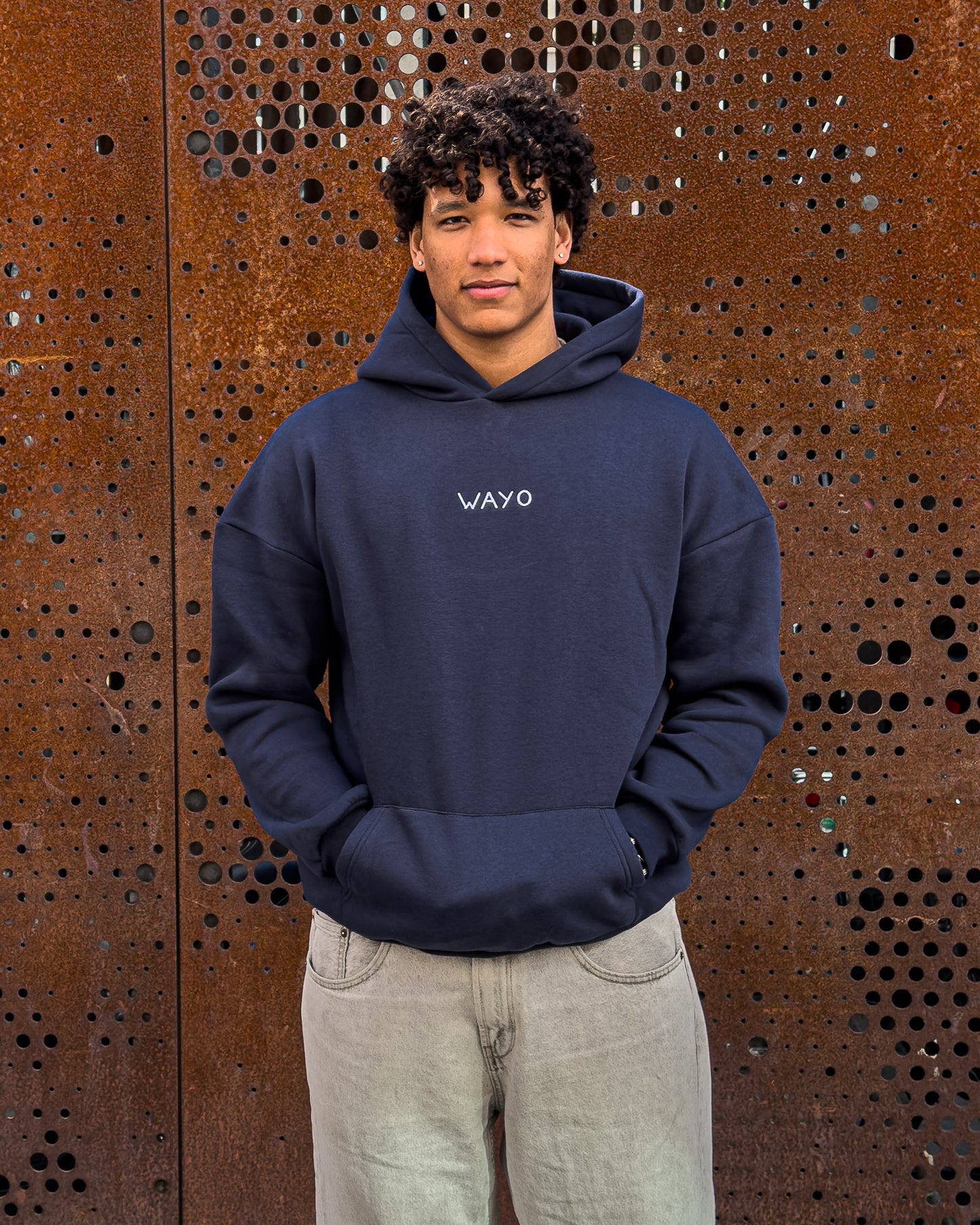 Wayo Smiley Hoodie – Navy