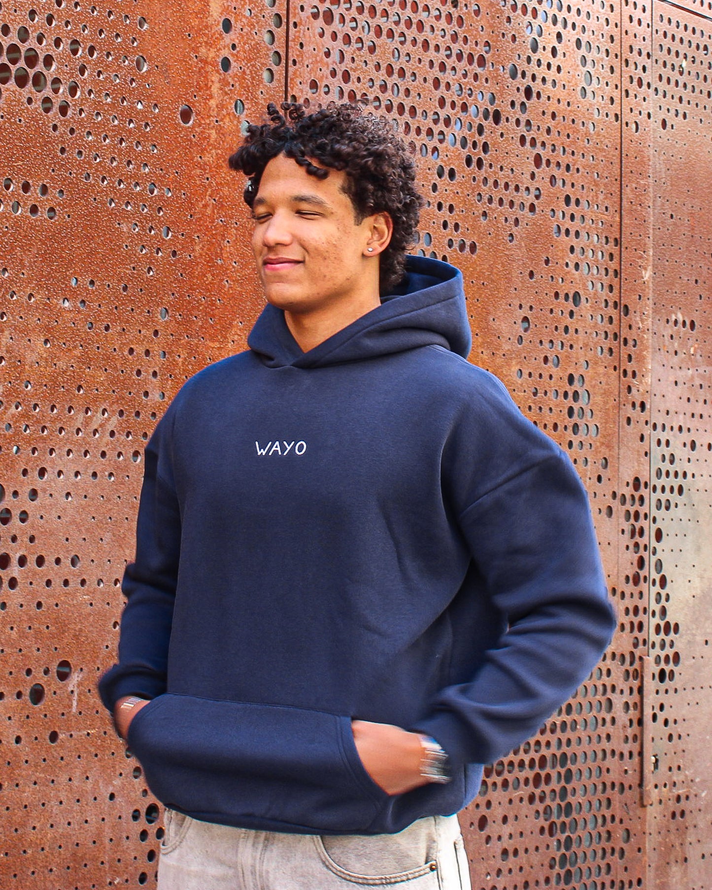 Wayo Smiley Hoodie – Navy